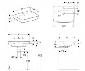 Раковина для ванної Geberit Selnova Square 60х46 см фарфор білий 500.300.01.1