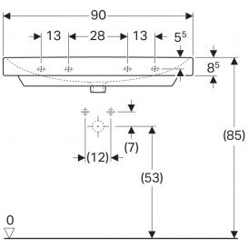 Раковина для ванной Geberit Smyle Square 90x48 см фарфор белый 500.252.01.1