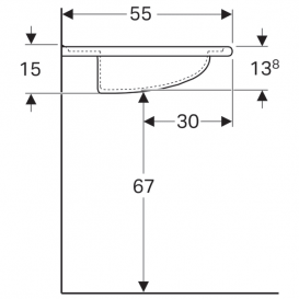 Раковина для ванної Geberit Vitalis 55 см для осіб з обмеженими можливостями санфарфор білий 221556000