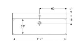 Раковина для ванної Geberit Xeno² 120 см отвір для змішувача санфарфор білий/спеціальне керамічне покриття KeraTect 500.551.01.1