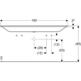 Раковина для ванної Geberit Xeno² 160 см вбудована з отворами для змішувача Varicor альпійський білий 500.279.00.1
