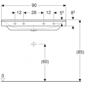 Раковина для ванної Geberit Xeno² 290 см отвір для змішувача санфарфор білий/спеціальне керамічне покриття KeraTect 500.531.01.1
