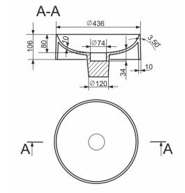 Раковина для ванної Granado Cati ⌀43,6 см мармурова крихта Gelcoat ISO white gbs0105g