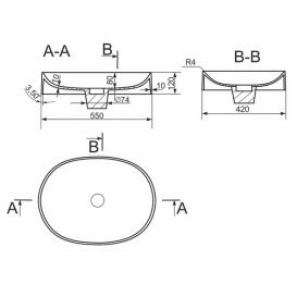 Раковина для ванной Granado Morella 55х42 см кварцит grafito gbs0207