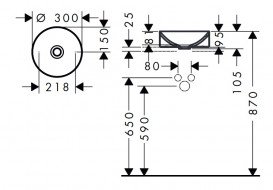 Раковина для ванної Hansgrohe Axor Suite Basins & Bathtub Ø30 см SolidSurface/метал шліфована бронза 42000140