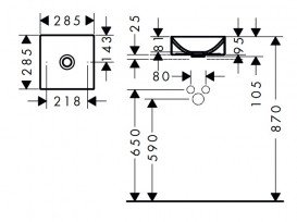 Раковина для ванної Hansgrohe Axor Suite Basins & Bathtub 28,5х28,5 см SolidSurface/метал матовий чорний 42002670