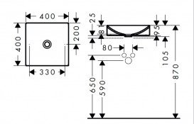Раковина для ванной Hansgrohe Axor Suite Basins & Bathtub 40х40 см SolidSurface/металл шлифованная бронза 42003140