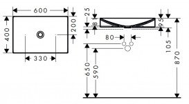 Раковина для ванної Hansgrohe Axor Suite Basins & Bathtub 60х40 см SolidSurface/метал шліфований чорний хром 42004340