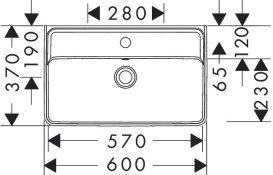 Раковина для ванної Hansgrohe Xanuia Q Compact 60х37 см з отвором та переливом кераміка білий 60213450