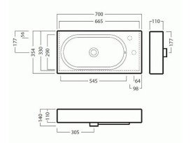 Раковина для ванной Hatria Area 70х35 см керамика белый 00YXDK01