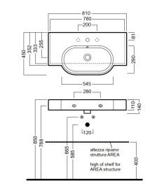 Раковина для ванної Hatria Area 81х45 см кераміка білий 00Y0UP01