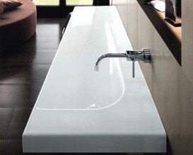 Раковина для ванной Hatria Grandangolo Т правая 130х50 см керамика белый глянцевый 00Y0XT01