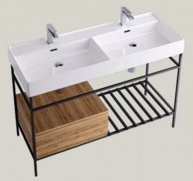 Раковина для ванної Hidra Faster Kiub 121х46 см санфаянс білий глянцевий KI120DV 001 bianco lucido