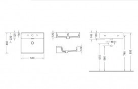 Раковина для ванної Hidra Faster Kiub 51х46 см санфаянс білий матовий мармур KI50 101 white matt marble