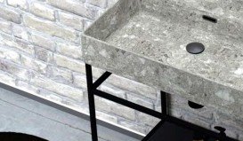 Раковина для ванної Hidra Faster Kiub 61х46 см санфаянс сірий мармур KI60 100 ceppo di gre