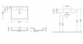 Раковина для ванной Hidra Faster Kiub 61х46 см санфаянс темно-серый мрамор KI60 99 ceppo di gre dark