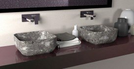 Раковина для ванної Hidra Gio Evolution 42х42 см темно-сірий мармур G43E 99 ceppo di gre dark
