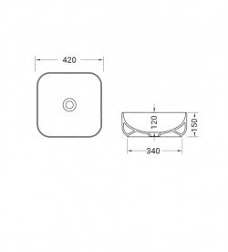 Раковина для ванної Hidra Gio Evolution 42х42 см білий матовий мармур G43E 101 white matt marble