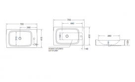 Раковина для ванной Hidra Hi-Line накладная 70х41 см санфаянс белый/серебро HI17 014 bianco/platino