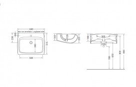 Раковина для ванної Hidra Hi-Line підвісна 65х51,5 см санфаянс білий/чорний HI19 012 bianco/nero