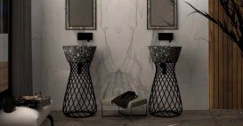 Раковина для ванної Hidra Wire накладна Ø43 см санфаянс темно-сірий мармур W1 99 ceppo di gre dark