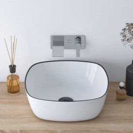 Раковина для ванної Imprese Black Edge 41,5х41,5 см кераміка білий/чорний i11096