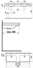 Раковина для ванной Jika Cubito perla 130х48.5 см двойная керамика белый H8144201001041
