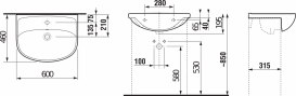 Раковина для ванной Jika Lyra Plus 60х46 см без отверстия белый H8133830001091