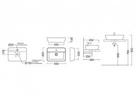 Раковина для ванної Kerama Marazzi Plaza 55x40 см кераміка білий PL.wbi.55.1
