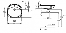 Раковина для ванной Keramag Ovin 52х46,5 см монтаж под столешницу санфаянс белый  244053