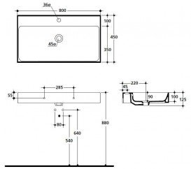 Раковина для ванної Kerasan Cento підвісна / накладна 80х45 см біла 353301