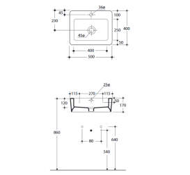 Раковина для ванной Kerasan Ego подвесная/накладная 50х40 см белая 324101