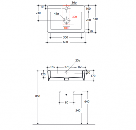 Раковина для ванной Kerasan Ego подвесная/накладная 60х43 см белая 324201