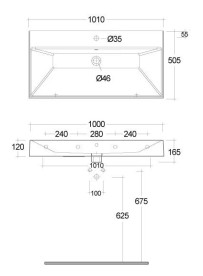 Раковина для ванной Kludi Resa 101х50,5 см керамика черный матовый 59WW10139