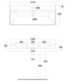 Раковина для ванної кімнати Kludi Resa 121х50,5 см кераміка білий 59WW12143