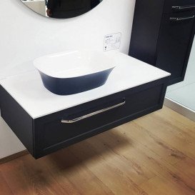 Раковина для ванной Kolpa San Blanche 39х53х15 см накладная литой мрамор белый/антрацит 563270