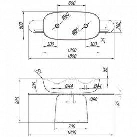 Раковина для ванной Kolpa San Milo 120x60 см двойная отдельностоящая с сифоном Kerrock голубой/белый 592380