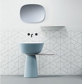 Раковина для ванной Kolpa San Milo 70x51 см отдельностоящая с полкой и сифоном Kerrock голубой/белый 592430