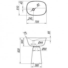 Раковина для ванной Kolpa San Milo 70x51 см отдельностоящая с сифоном Kerrock белый 561680