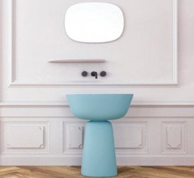 Раковина для ванной Kolpa San Milo 70x51 см отдельностоящая с сифоном Kerrock голубой/белый 592920