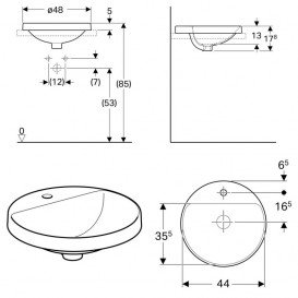 Раковина для ванной комнаты Geberit VariForm с полкой для отверстия под смеситель белый 500.707.01.2