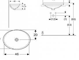 Раковина для ванной комнаты Geberit VariForm без отверстия перелива овальная белый 500.711.01.2