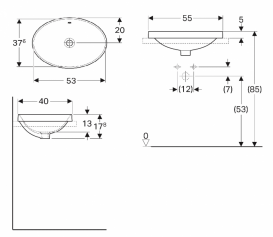 Раковина для ванной комнаты Geberit VariForm с отверстием перелива овальная белый 500.717.01.2