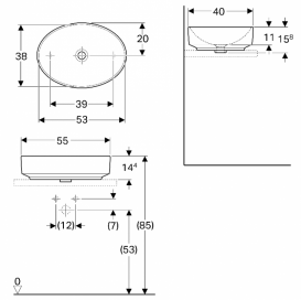 Раковина для ванної кімнати Geberit VariForm 55х40 см без переливу овальна білий 500.771.01.2