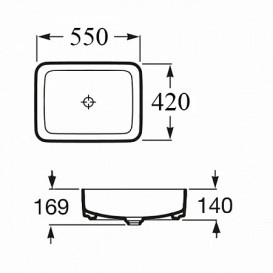 Раковина для ванної кімнати Roca Inspira Square 55х42 см вбудована кераміка білий A32753S000