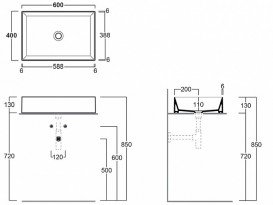 Раковина для ванної кімнати Simas Agile накладна 600х400 мм санфаянс білий AG60
