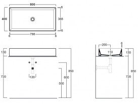 Раковина для ванної кімнати Simas Agile накладна 800х400 мм санфаянс білий AG80