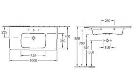 Раковина для ванной комнаты Villeroy & Boch Vivia накладная 1000х490 мм белый 4117A501