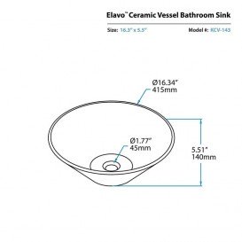 Раковина для ванной Kraus Elavo накладная Ø41,5 см керамика белый KCV-143