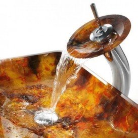 Раковина для ванної Kraus Multi-Tone скло янтарно-коричневий GVR-420-RE-15mm